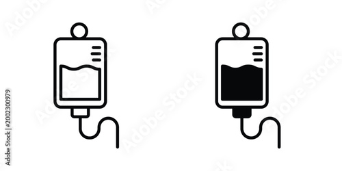 IV bag icon clipart and line art versions on white background