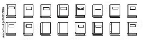 recipe book fast food silhouette icon set