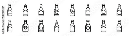 sauce bottle fast food silhouette icon set