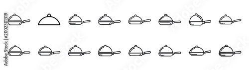 saucepan fast food silhouette icon set
