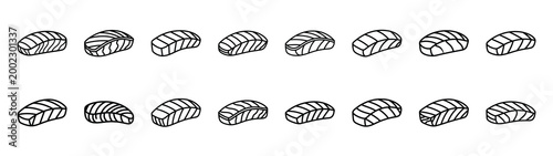 sashimi slice fast food silhouette icon set