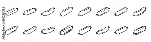 sausage fast food silhouette icon set