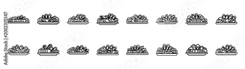seafood platter fast food silhouette icon set