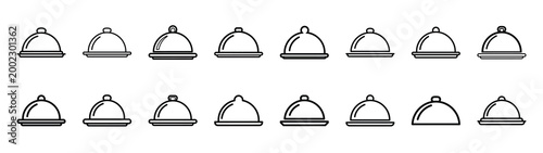 serving tray fast food silhouette icon set