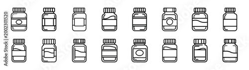 spice jar fast food silhouette icon set