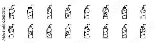 sports drink fast food silhouette icon set