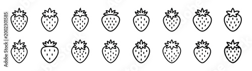 strawberry fast food silhouette icon set