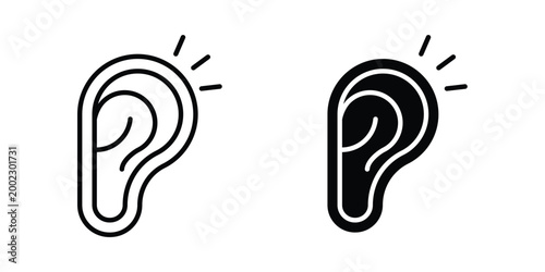 Listening icon clipart and line art versions on white background