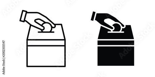 Money donation icon clipart and line art versions on white background