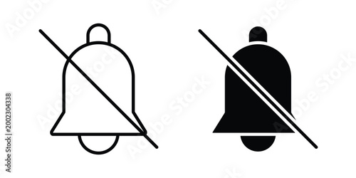 Notification off icon clipart and line art versions on white background