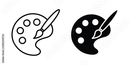 Palette icon clipart and line art versions on white background