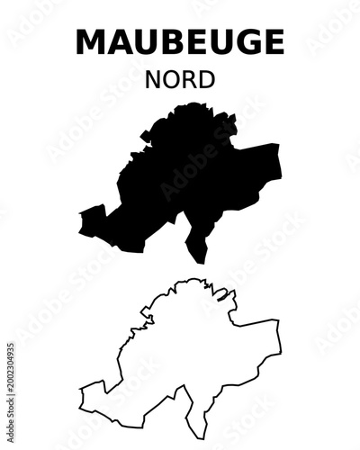 Vector map of administrative boundaries of Maubeuge, France