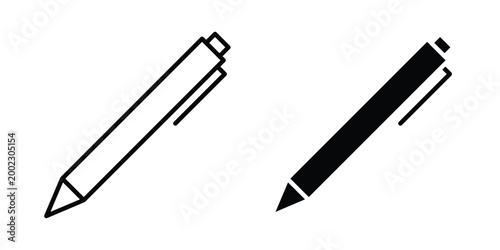Pen icon clipart and line art versions on white background