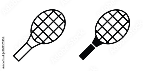 Racket icon clipart and line art versions on white background