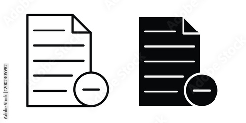 Remove file icon clipart and line art versions on white background