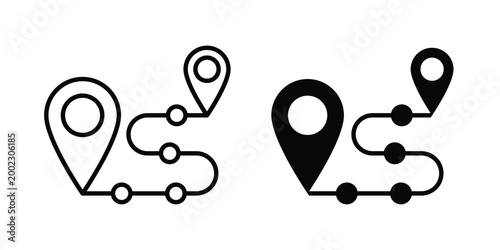 Route icon clipart and line art versions on white background
