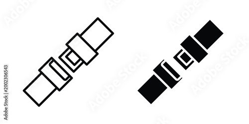 Seat Belt icon clipart and line art versions on white background
