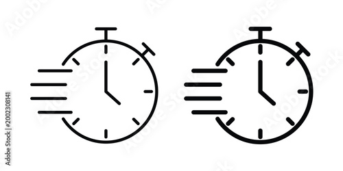Time fast icon clipart and line art versions on white background