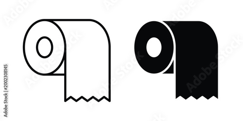 Toilet Paper icon clipart and line art versions on white background