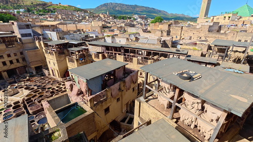 Schilderij op canvas Fes Tannery Rooftop View Morocco