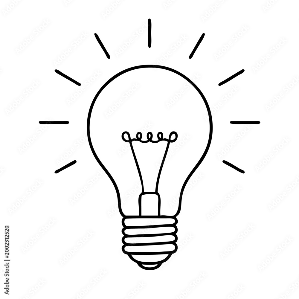 Fototapeta premium bright idea concept with glowing light bulb and spark lines illustration
