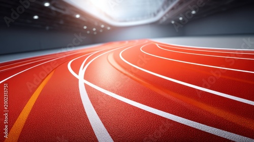 Crisp Running Track Lane Markings View in Indoor Sports Facility