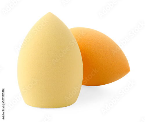 Obraz na płótnie Two clean makeup sponges isolated on white