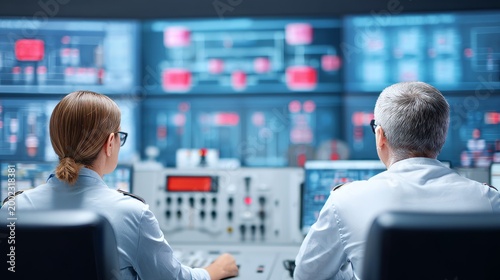 Two Operators Working Together in a Modern Power Plant Control Room
