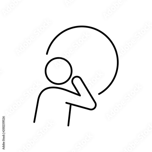 Peeking person icon, spying person, looking through human, simple stick figure line icon