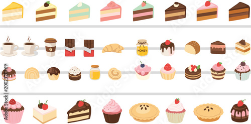 Hand Drawn Pancake Stack Vector Illustration with Whisk and Breakfast Food Icon Set for Cafe Menu, Restaurant Branding, and Traditional Recipe Designs
