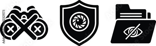 Black and white icons for privacy and security