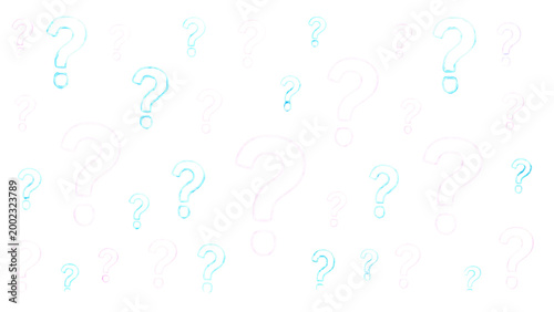 Vector realistic isolated neon sign of seamless pattern with questions for template decoration and covering. Concept of trivia night and question.