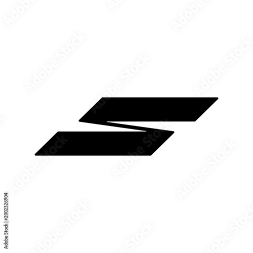 Minimalist letter S logo design with bold geometric parallelogram shapes. Modern abstract monogram symbol for sports, automotive, logistics, and fast-paced technology brands.