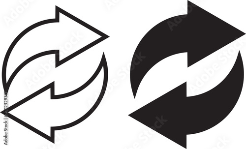 Circular Arrows of Continuity: Two graphic depictions of circular arrows, one outlined and the other filled, symbolize the perpetual cycle of renewal and iteration.