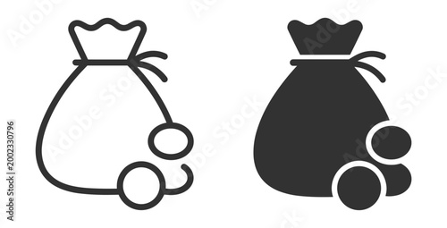 money bag icon line and solid style vector illustration on transparent background