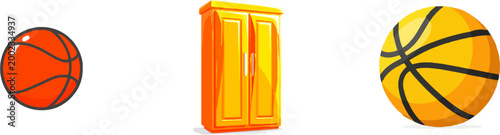 A classic orange basketball in a flat vector illustration style, featuring vibrant colors, clean sharp edges, isolated on a pure white background, serves as an easy-to-trace minimalist game asset