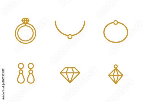 Jewelry set line icon
Vector set of isolated icons on white background