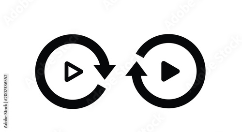 Free Download Circular arrow with play button icon two variations silhouette - GFXLoad