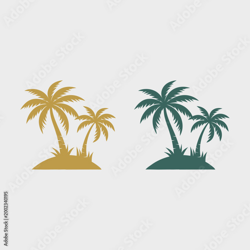 Palm Tree Tropical Island Icon Set