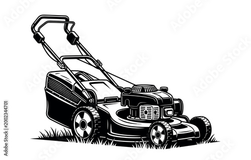 Vintage style lawn mower illustration a classic garden tool depiction