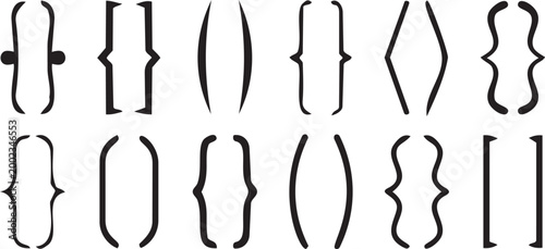 Set of various decorative brackets and parentheses