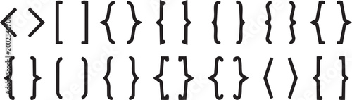 Set of various brackets and parentheses, including square, curly, angle, and round