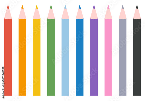 Multicolor Colored Pencils. Rainbow color pencils stationery. Colored pencils for office or drawing with various colors. Collection of colorful pencils tools for writing and painting