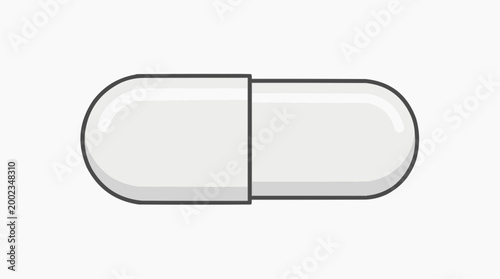 A close-up depiction of a pristine, white capsule, emphasizing its clean lines and precise pharmaceutical form.