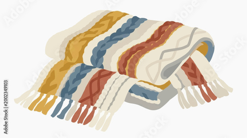 A cozy, knitted, warm blanket, inviting relaxation, comfort, and the simple pleasures of home. 