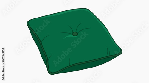 A stylish green cushion, presented with a minimalistic design, showcasing soft, comfort with the subtle accent of a central button.