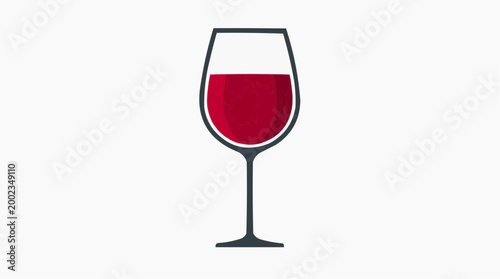 A minimalist illustration of a delicate wine glass filled with rich, ruby-red liquid, hinting at the sophistication and pleasure of a fine vintage.