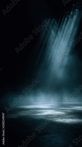 cinematic abstract background, dark moody atmosphere, soft light beams, subtle fog and haze, deep shadows, dramatic lighting, film grain texture, depth and scale