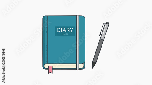 A diary and a pen rest, suggesting moments of reflection and thoughtful composition. Perfect for content creators and anyone seeking a minimalist look.