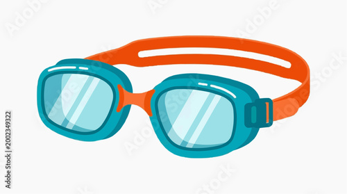 Brightly colored swim goggles, their clear lenses promise underwater adventures. Isolated in this close-up the goggles’ sleek design hints at aquatic pursuits and the joy of swimming.